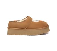 Everau Australia Real Sheepskin Women Plumed Ankle Platform Slippers With Eva Sole In Brown Brown