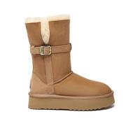 EverAu Australia Women's Real Sheepskin Brush 3-Way Style Platform Mid Boots with EVA Sole in Brown | Size: 3 EverAu Australia Brown 3