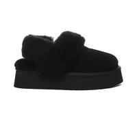 EverAu Australia Women's Real Sheepskin Fantail Leather Platform Slippers With Two Removable Straps with EVA Sole in Black | Size: 4 EverAu Australia Black 4