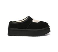 EverAu Australia Women's Real Sheepskin Plumed Ankle Platform Slippers with EVA Sole Flat in Black | Size: 4