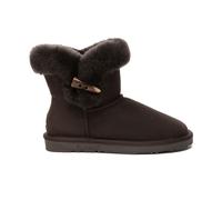EverAu Australia Women's Real Sheepskin Robin Horn Toggle button Mini Boots with TPR Sole in Chocolate | Size: 4 EverAu Australia Chocolate 4