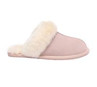 EVERAU Women's Sheepskin Genuine Suede Slippers, Warm Fluffy Winter Slides Rubber Sole Comfy Slipper Harrier, Pink, UK WOMEN 7/UK MEN 7