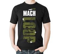 EVERBAB Men's Flyingraphics Aviation Themed T Shirt Mach Loop Black L