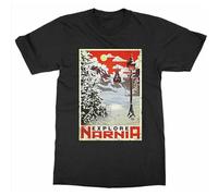 EVERBAB Men's Narnia T-Shirt C.S. Lewis Book Fantasy Wardrobe Lion Witch Chronicles Black XXL