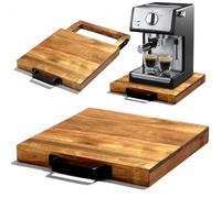 EVERBBKING Natural Acacia Sliding Tray for Coffee Machine, Kitchen Appliance Slider, Moving Caddy, Appliance Rolling Stand, Air Fryer Rolling Tray