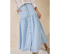 EVERBELLE Light Denim Button Through Maxi Skirt 10