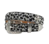 EVERBLTING Rhinestone Cross Belt Men Women Cross Leopard Belt Punk Studded Cross Belts Western Cowgirl BB Belts Y2k, Leopard-gray, 105:fits waist from 30"-34"