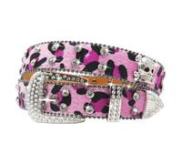 EVERBLTING Rhinestone Skull Belt Men Women Skull Leopard Belt Punk Studded Skulls Belts Western Cowgirl BB Belts Y2k
