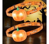 EverBrite 2 Pack Pumpkin Head Torches, Halloween Head Torch, 2 Lighting Modes Headlamp, Lightweight Head Light Torches for Party