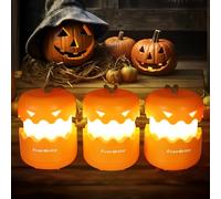 EverBrite 3 Pack Halloween Pumpkin Lantern, Collapsible Jack O Lantern Lights with Lanyard, Battery Operated Halloween Lantern Lights for Halloween Party Decoration Indoors Outdoors, Battery Included