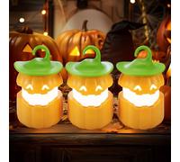 EverBrite 3-Pack Halloween Pumpkin Lantern, Two Color Changing Halloween Lights Outdoor Indoor with Hook, Halloween Lanterns LED Light for Halloween Party Decoration, Battery Included