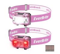 EverBrite LED Head Torch Battery Powered, 150-300 LM Lightweight Headlamp with 5 Lighting Modes, Headlight for Camping, Running, Cycling, Fishing, Hiking, Reading(2 Pack, Pink)