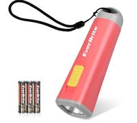 EverBrite Mini LED Flashlight - Lightweight (46g) Torch with Soft Yellow Light for Reading, Camping, and Emergencies - Coral Red