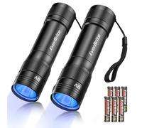 EverBrite UV Torch Black Light, 365nm UV Light Torch, 2-Pack Mini Portable Ultraviolet Torch, UV Flashlight for Pet Urine, Stain, Scorpion, Fluorescent Agent Batteries Included
