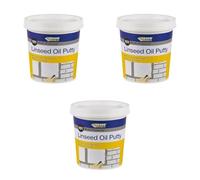 Everbuild 101 Multi-Purpose Linseed Oil Putty, Natural White, for Wood and Metal Frames, Paintable, Pack of 3 x 1KG