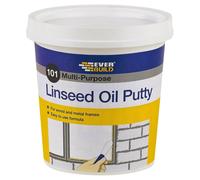 Everbuild 101 Multi-Purpose Linseed Oil Putty - Suitable for Single Pane Glass - Natural - 1kg
