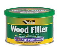 Everbuild 2-Part High Performance Wood Filler - Fast Drying - Weatherproof - Easy to Mix and Apply - White - 500g