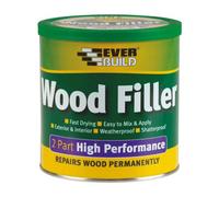 Everbuild 2-Part High Performance Wood Filler - Fast Drying - Weatherproof - Easy to Mix and Apply - Oak - 1.4kg