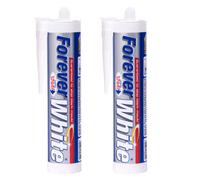Everbuild 2 X Forever White Anti Mould Anti Bacterial Silicone Cartridge Tube 310Ml