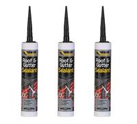 Everbuild 3 X Roof & Gutter Sealant Black 310ml EVBROOFBL