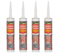 Everbuild 4 X General Purpose Silicone Black 310ml EVBGPSBL