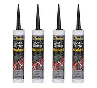 Everbuild 4 X Roof & Gutter Sealant Black 310ml EVBROOFBL