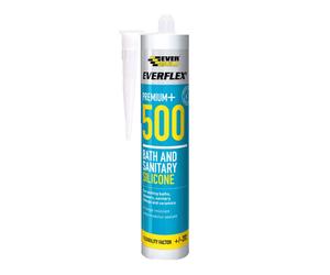 Everbuild 500TR-EB Everflex Bath and Sanitary Silicone, Anti-Fungal Silicone Sealant, Transparent, 295 ml