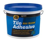 Everbuild Tile Adhesive 702 - Ready-Mixed Acrylic, Water Resistant, High Strength, Off White 16kg