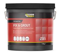 Everbuild 703 Fix And Grout Tile Adhesive - Ready Mixed - Anti-Mould - Water Resistant - High Strength - Brilliant White - 7.5kg