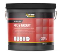 Everbuild 703 Fix And Grout Tile Adhesive - Ready Mixed - Anti-Mould - Water Resistant - High Strength - Brilliant White - 7.5kg