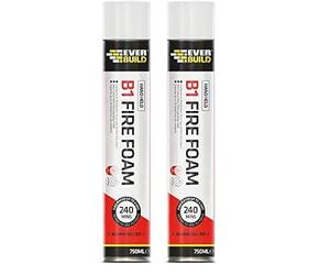 Everbuild B1 Handheld Expanding Fire Foam - Fire Resistant Properties - Polyurethane Formula - Quick Setting - Aerosol - Pink - 750ml (Pack of 2)