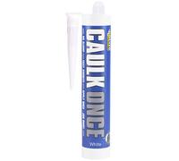 Everbuild Caulk Once 295ml White Acrylic Caulk - Flexible, Crack-Resistant & Fast Drying Interior Sealant