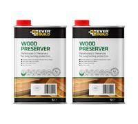 Everbuild Clear Wood Preserver Quick Dry Interior Exterior Treatment 1L - Pack Of 2