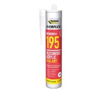 Everbuild Everflex 195 Premium+ Siliconised Acrylic Sealant - Mould Resistant - Permanently Flexible - Overpaintable - White - 300ml