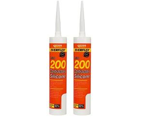 Everbuild Everflex 200 Contractors LMA Silicone Sealant - Suitable for Interior and Exterior Use - Quick Curing - Waterproof - Black - 295ml (Pack of 2)