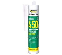 Everbuild Everflex 450 Premium+ Builders Silicone Sealant - Waterproof Seal - Suits Most Building Materials - Internal and External Use - White - 300ml