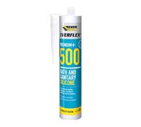 Everbuild Everflex 500 Bath And Sanitary Silicone - Interior And Exterior Application - Anti-Fungal - Quick Curing - Ivory - 295ml Cartridge