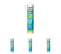 Everbuild Everflex 500 Bath And Sanitary Silicone - Interior And Exterior Application - Anti-Fungal - Quick Curing - Translucent - 295ml (Pack of 4)