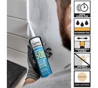 Everbuild Everflex 500 Bath And Sanitary Silicone, Stone, 295 Ml