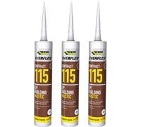 Everbuild Everflex Contract 115 GP Building Mastic, Grey, Oil-Based, 285ml, Pack of 3