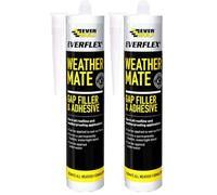 Everbuild Everflex Weather Mate - Gap Filler & Adhesive - Water Resistant - Permanently Flexible - For Exterior Use - Black - 295ml Cartridge (Pack of 2)