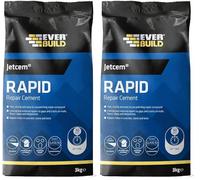 Everbuild - Jetcem Rapid Set Cement - Internal And External Use - Ideal For Repairing Cement - Easy Mix Formula - Fast-Setting - Grey - 3kg Bag (Pack of 2)