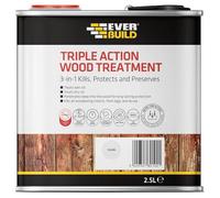 Everbuild LJUN02 Triple Action (Kills, Protects and Preserves) Wood Treatment, Clear, 2.5 Litre