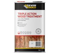 Everbuild LJUN05 Triple Action (Kills, Protects and Preserves) Wood Treatment, Clear, 5 Litre