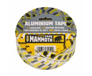 Everbuild Mammoth Aluminium Tape - Heat Resistant to 180C - Light Reflective - Excellent Moisture Resistance - Silver - 50mm x 45m Roll