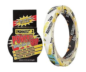 Everbuild Mammoth Powerful Grip Tape - Reinforced Double Sided, Clear, 25 mm x 2.5 m & 12 mm x 2.5 m