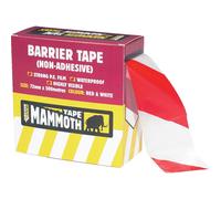 Everbuild Mammoth Non-Adhesive and Durable Polythene Barrier Tape, Suitable for Cordoning Off Areas - Red-White - 72mm x 500m