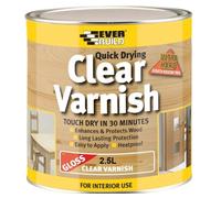 Everbuild Quick Drying Clear Varnish, Gloss Finish, 2.5 Litre