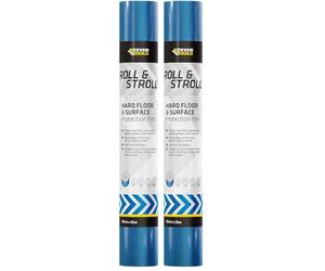 Everbuild Roll & Stroll Hard Surface Protector - Self-Adhesive - Totally Waterproof - Transparent Blue - 600mm x 25m (Pack of 2)