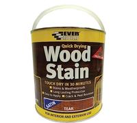 Everbuild Satin Wood Stain - Indoor And Outdoor Use - Weatherproof - UV-Resistant - Quick Drying - Solvent Free - Teak - 2.5L